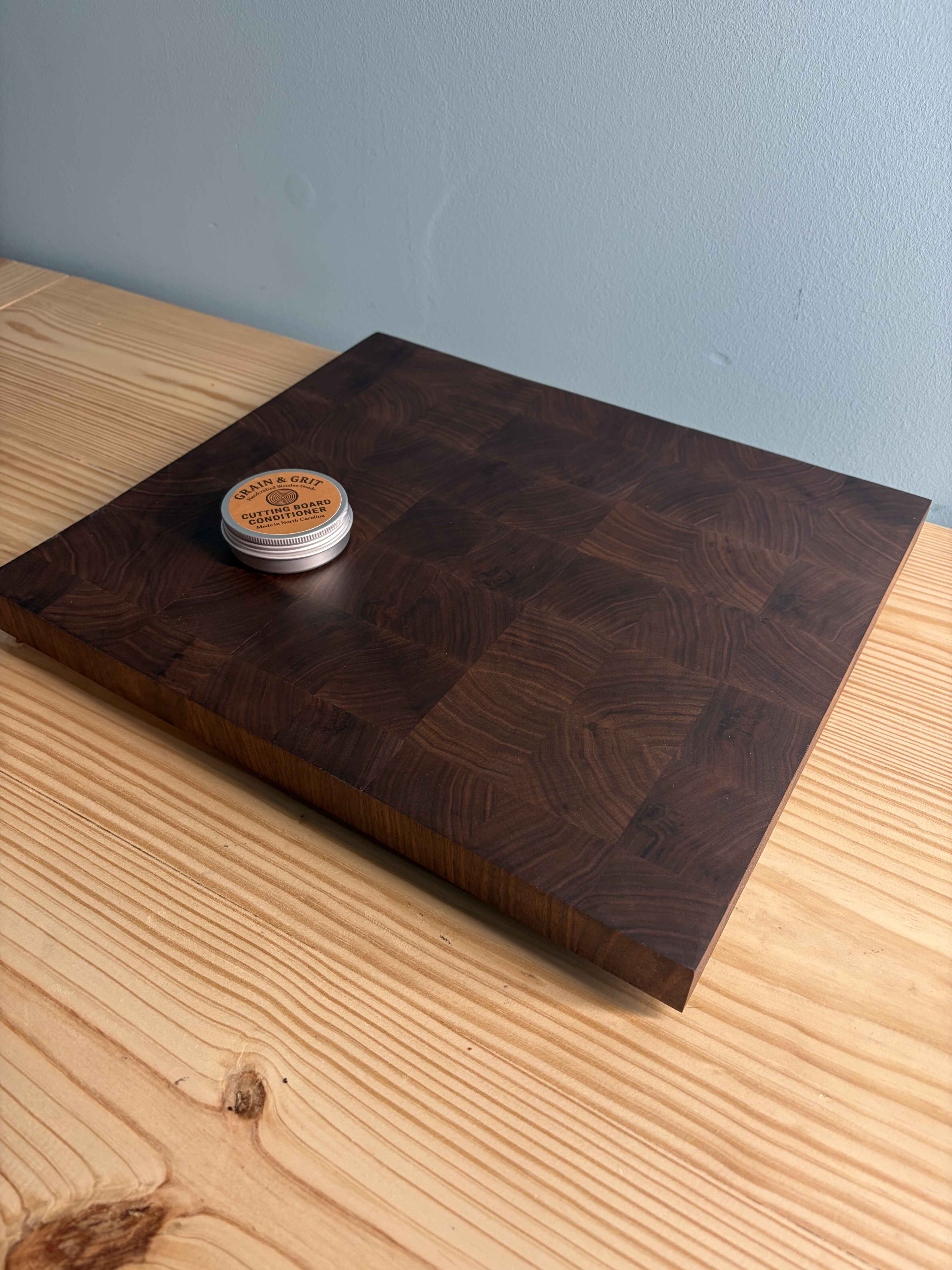End-grain walnut cutting board